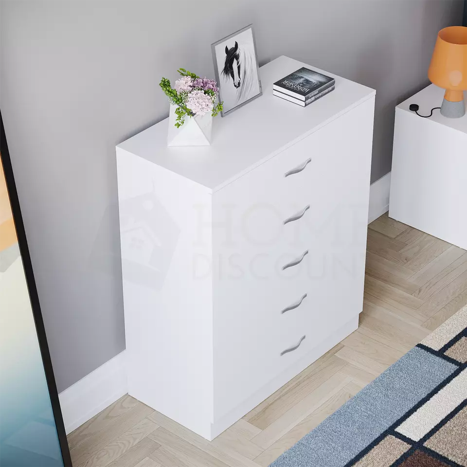 White Chest Of 5 Drawers