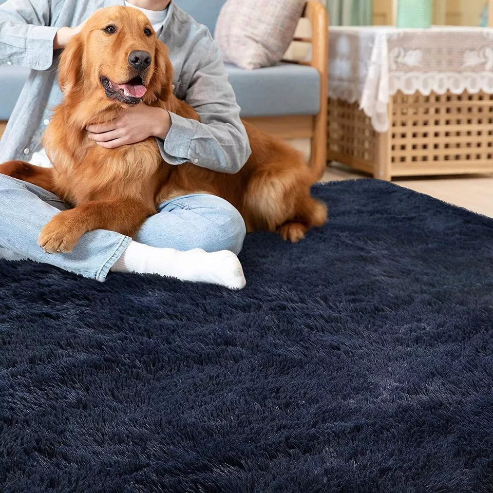 Navy Blue Shaggy Fluffy Rug