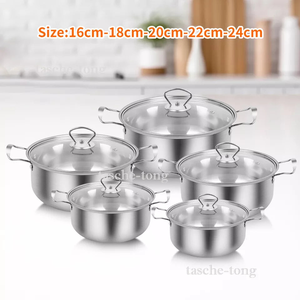 5PCS Induction Non Stick Stainless Steel Cookware