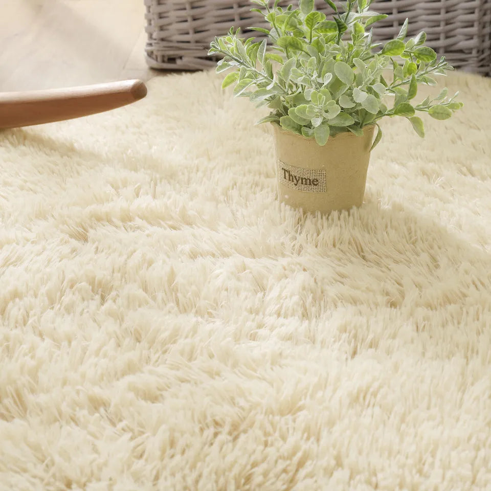 Cream Fluffy Shaggy Rug