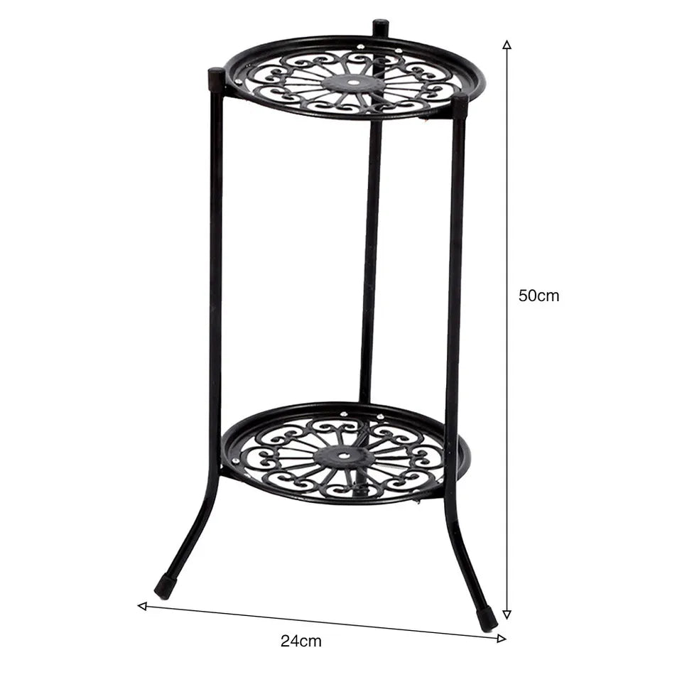 2 Potted Metal Indoor Outdoor Plant Stand