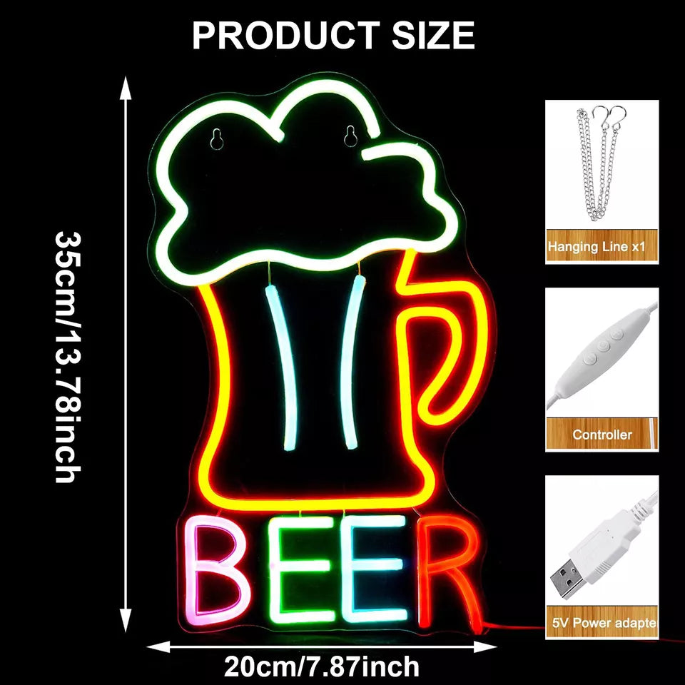 Dimmable Large Beer LED Neon Sign Light