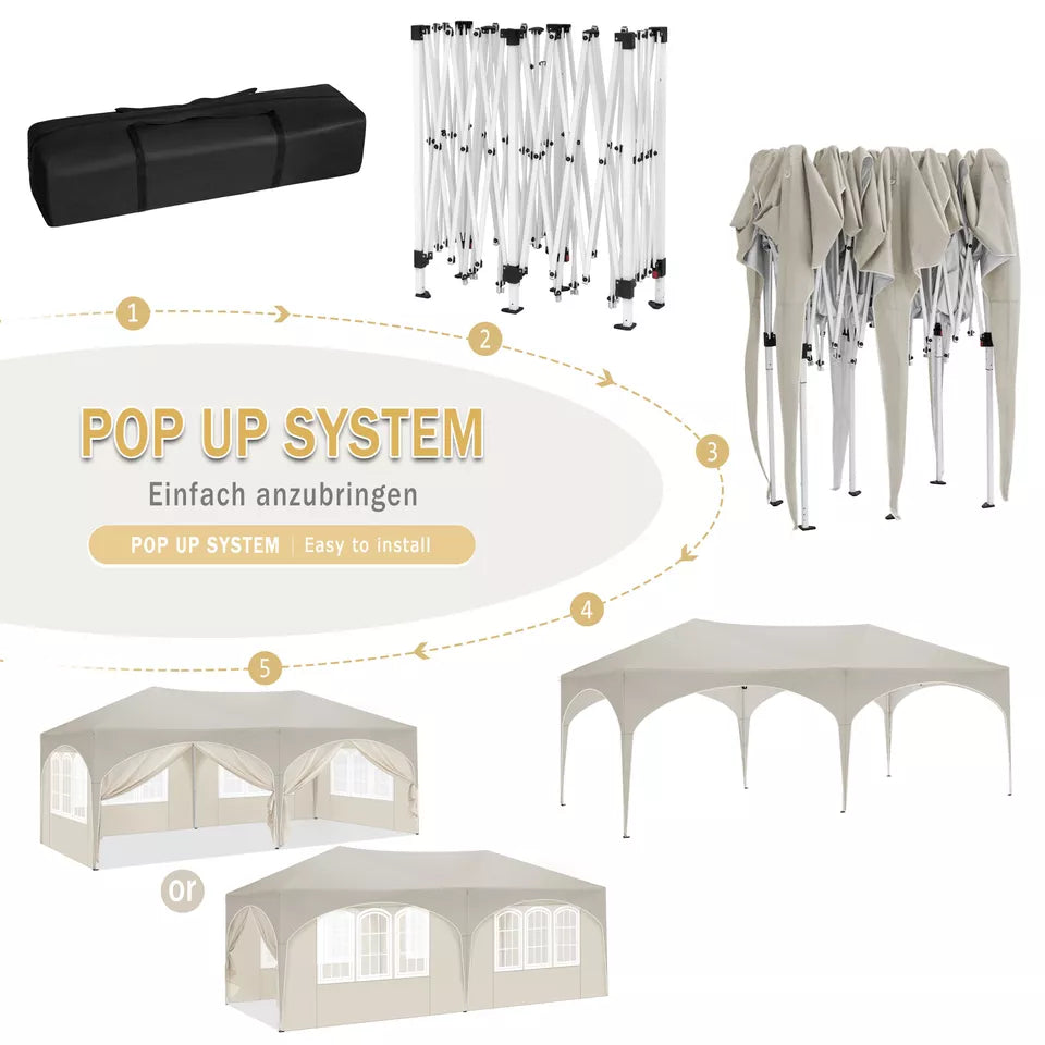 3x 6m Pop up Premium Gazebo with Sides