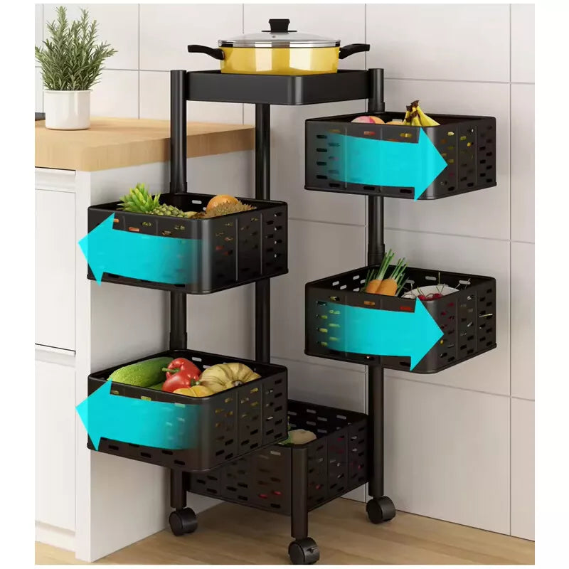 6 Tier Kitchen Rotating Storage Trolley