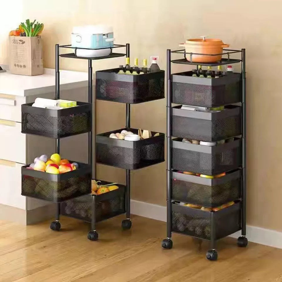 6 Tier Kitchen Rotating Storage Trolley