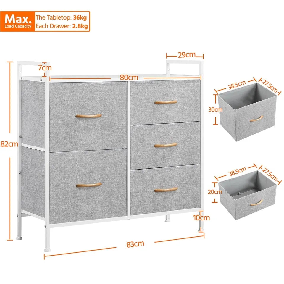 Grey Fabric Chest of Drawers