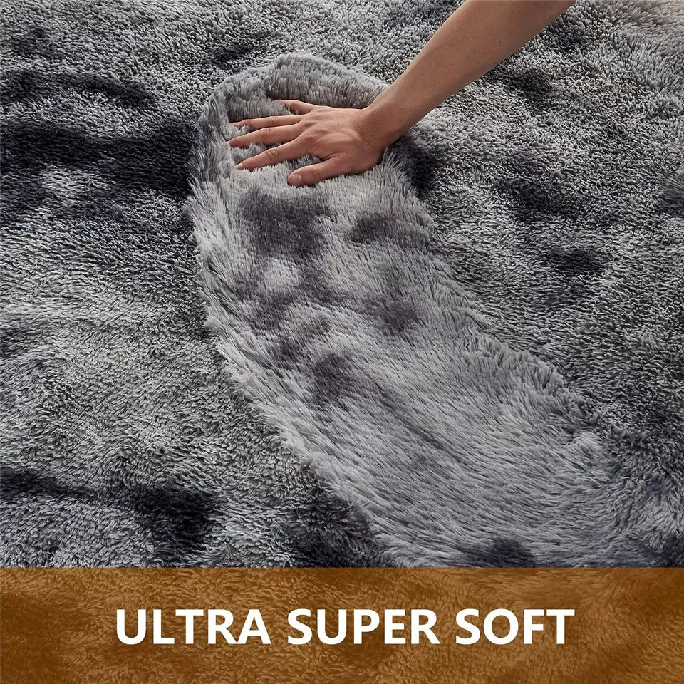 Dark Grey Fluffy Rug