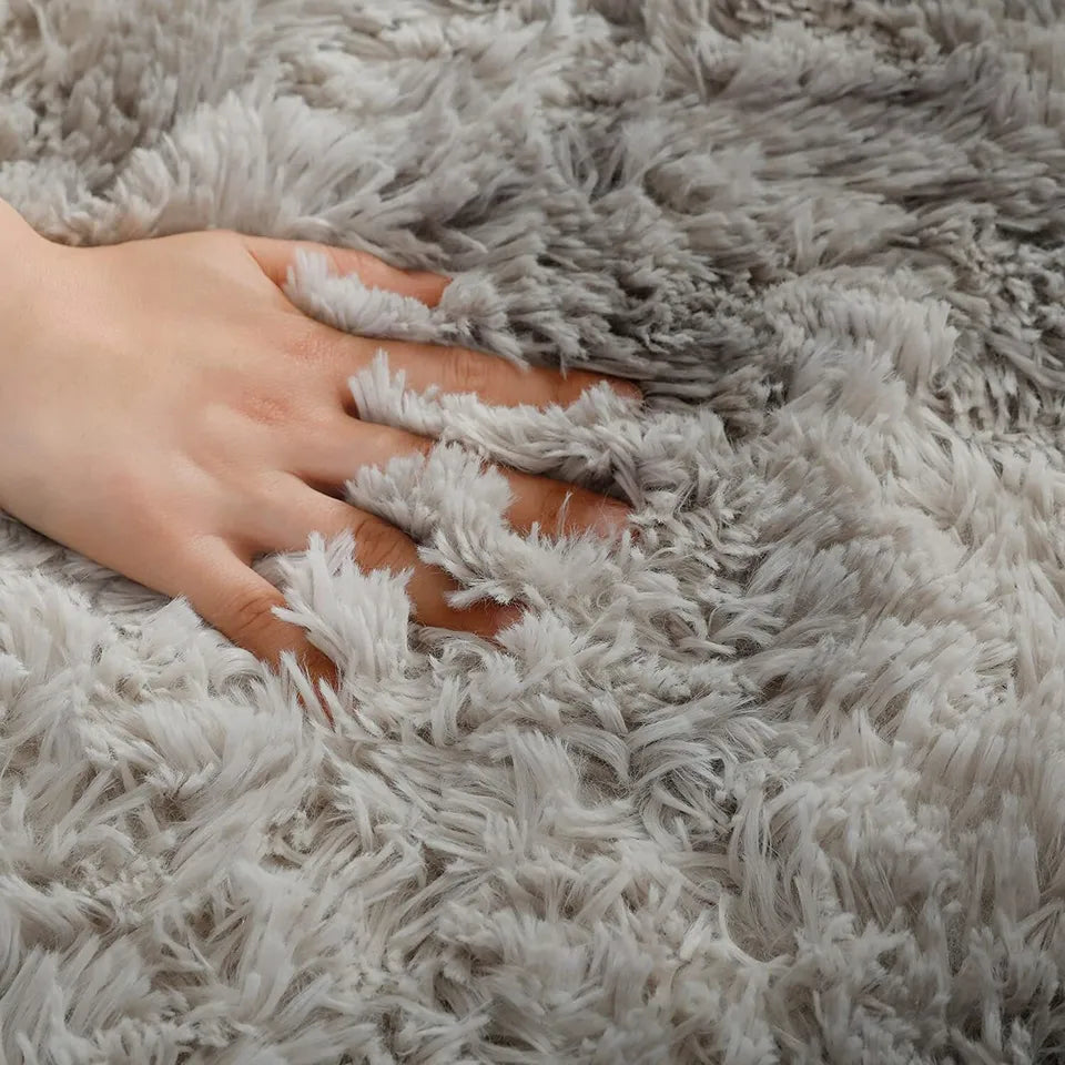 Silver Grey Fluffy Rug