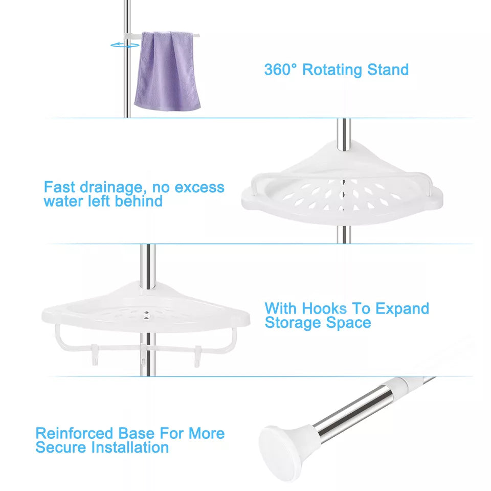 4 TIER BATHROOM TELESCOPIC CORNER SHELF