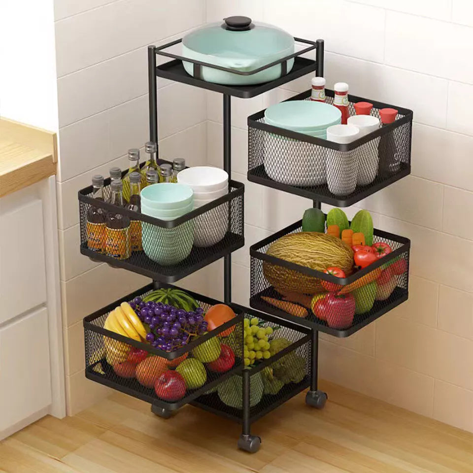 6 Tier Kitchen Rotating Storage Trolley