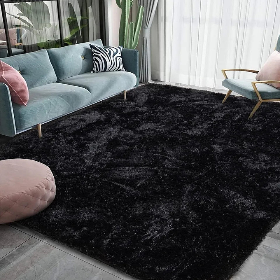 Black Thick Shaggy Rugs