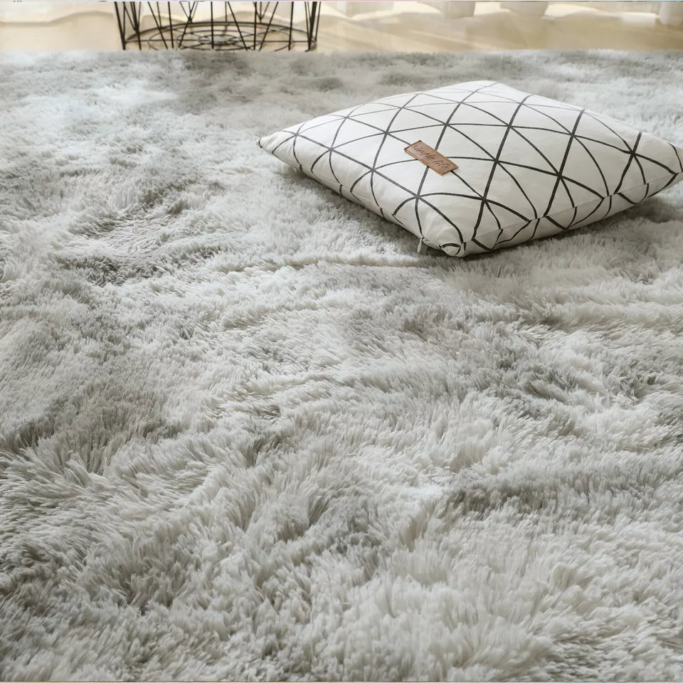 Silver Grey Fluffy Rug