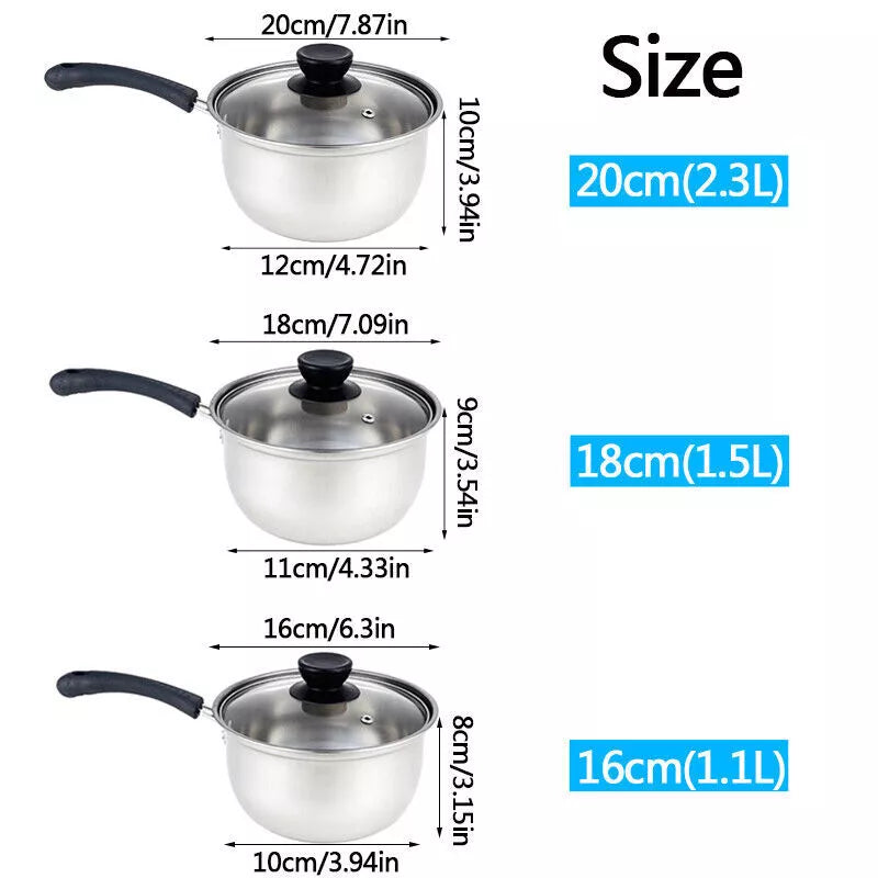 3Pcs Induction Non Stick Stainless Steel Cookware Set