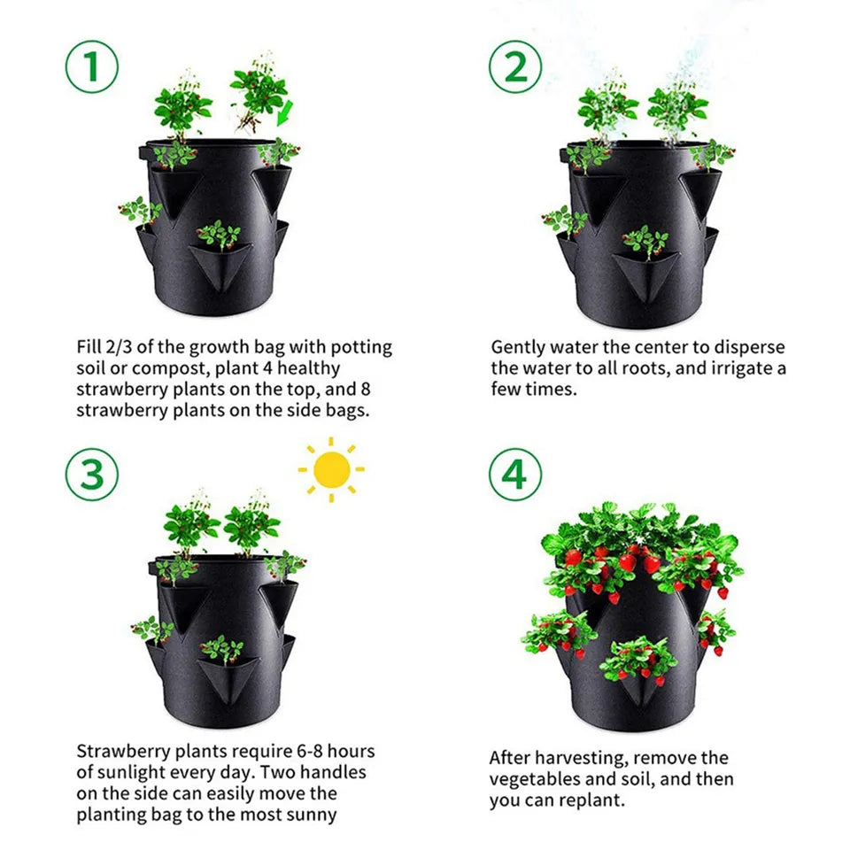 Planting Pots With 6 Side Grow Pockets