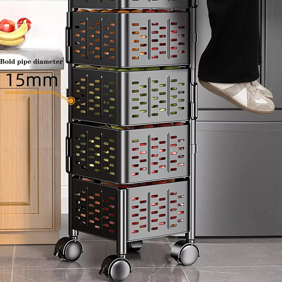 6 Tier Kitchen Rotating Storage Trolley