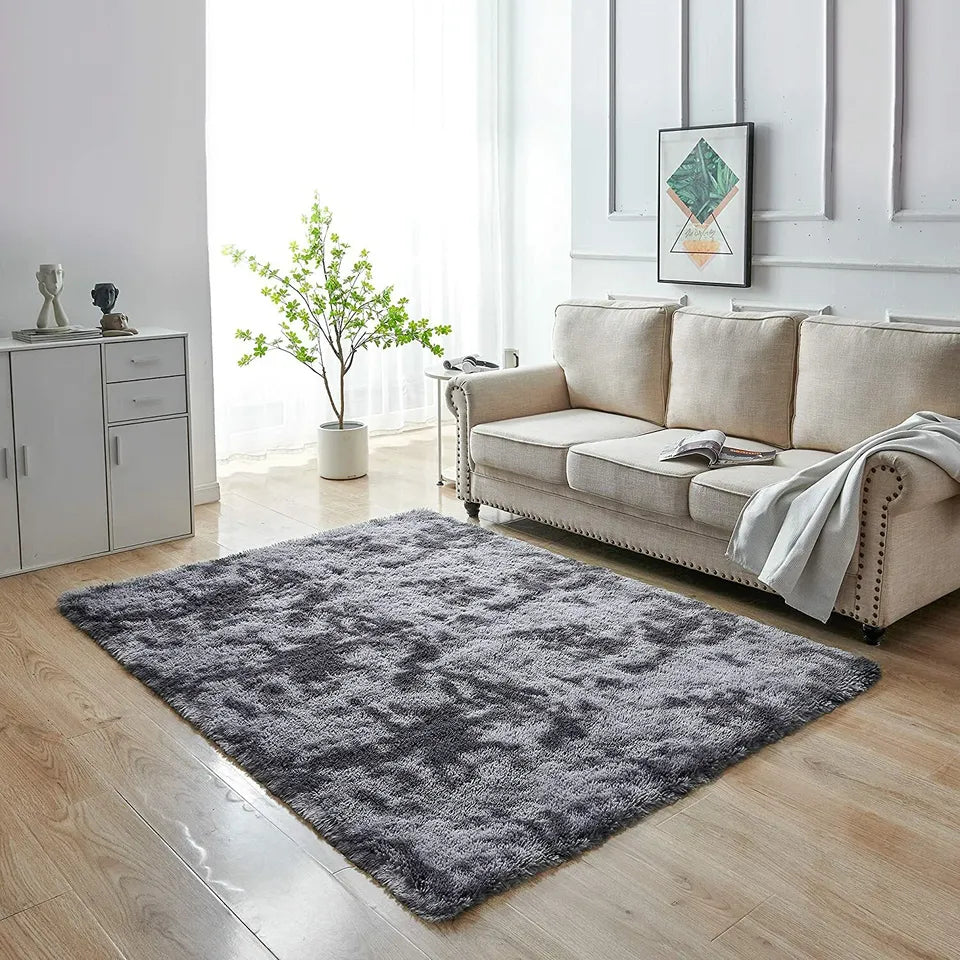 Dark Grey Fluffy Rug