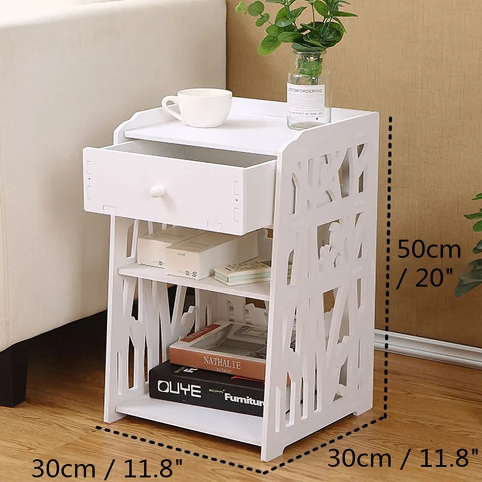 Bedside Table White Drawer