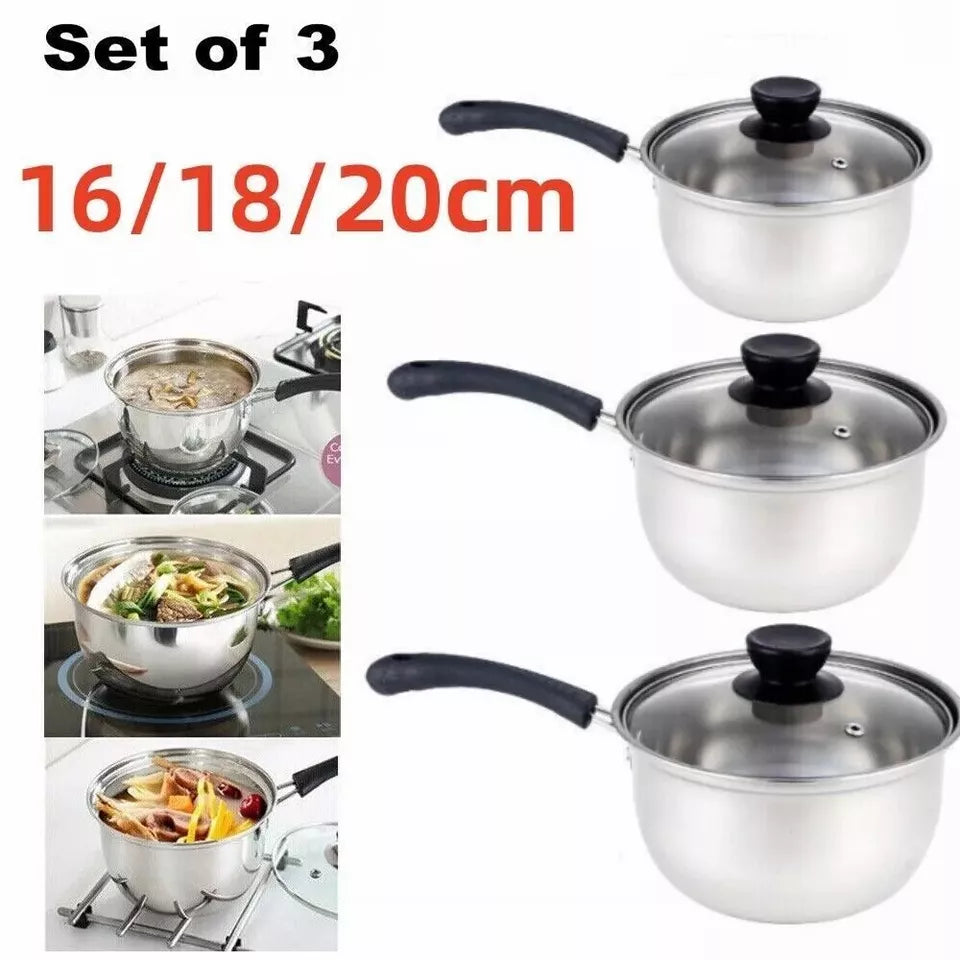 3Pcs Induction Non Stick Stainless Steel Cookware Set