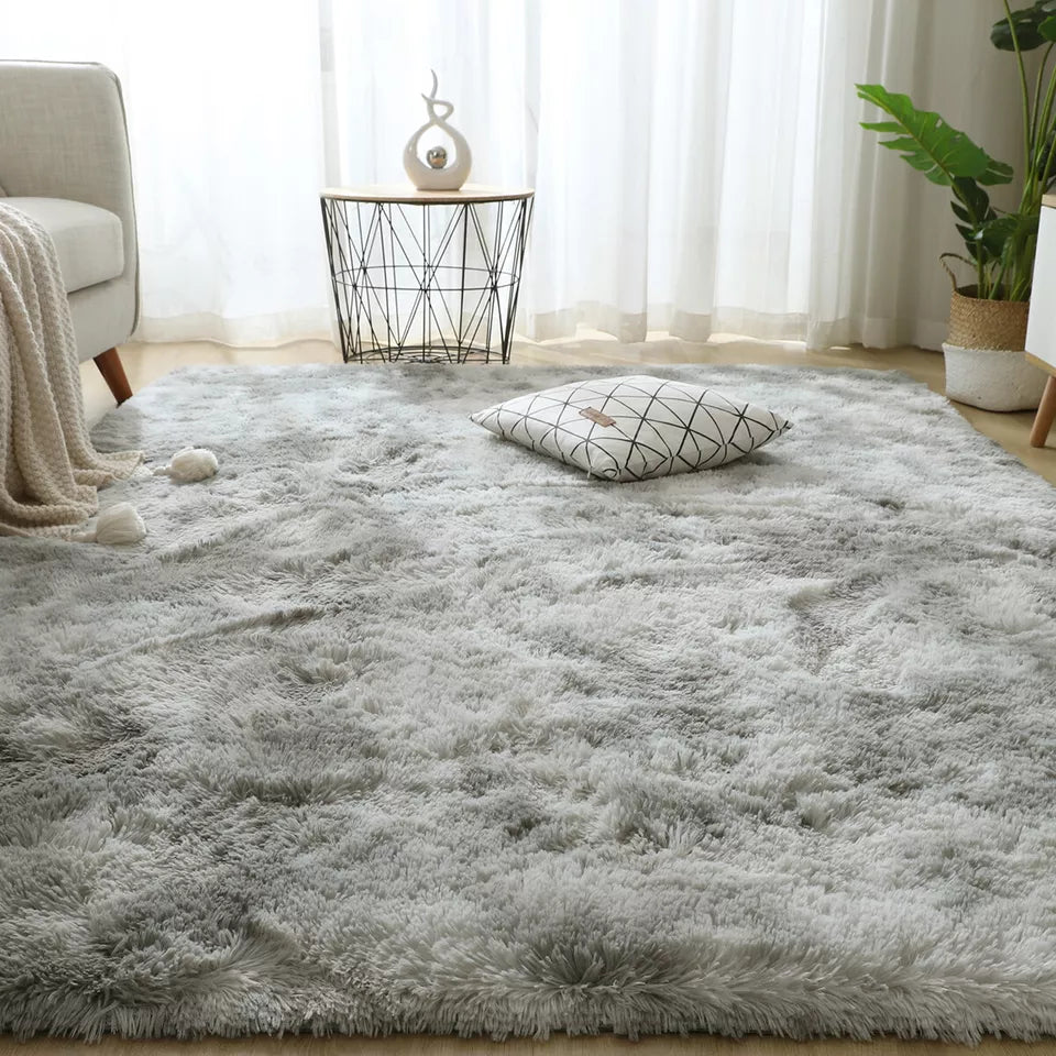 Silver Grey Fluffy Rug