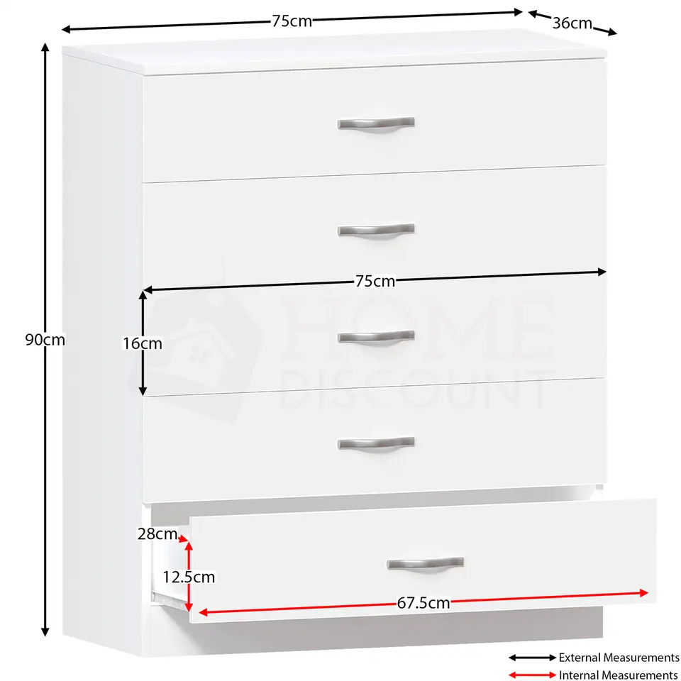 White Chest Of 5 Drawers