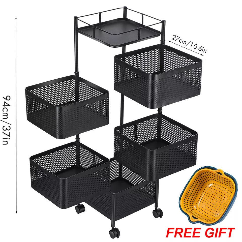 6 Tier Kitchen Rotating Storage Trolley