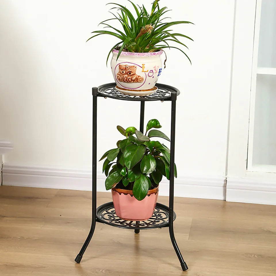 2 Potted Metal Indoor Outdoor Plant Stand