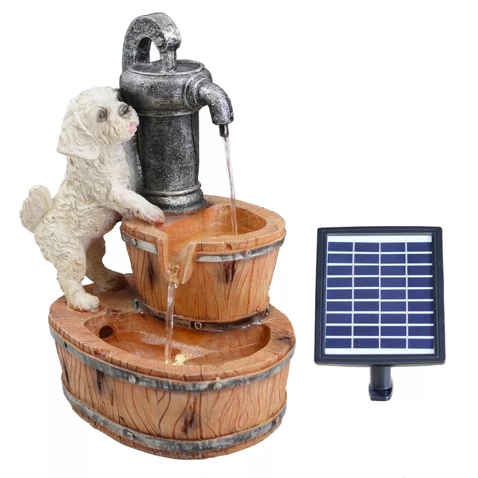 Puppy Solar Water Fountain