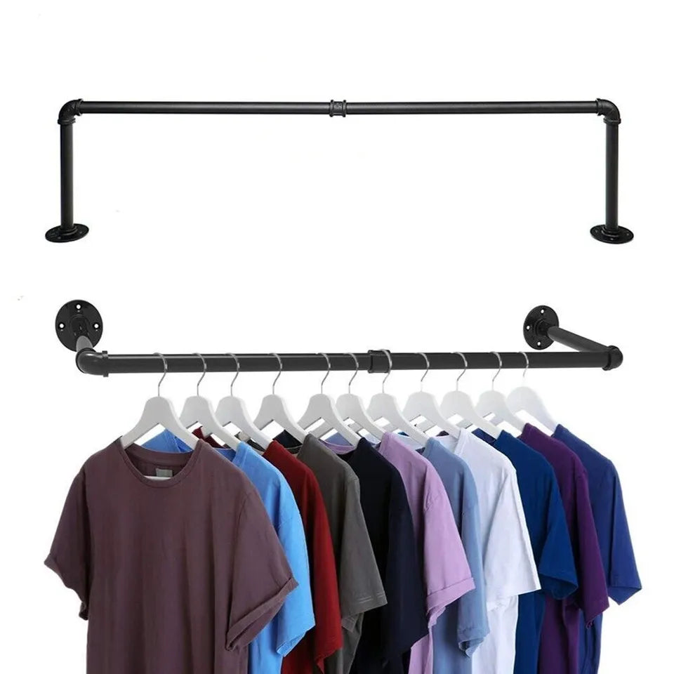 Industrial Pipe Clothing Wall Rack