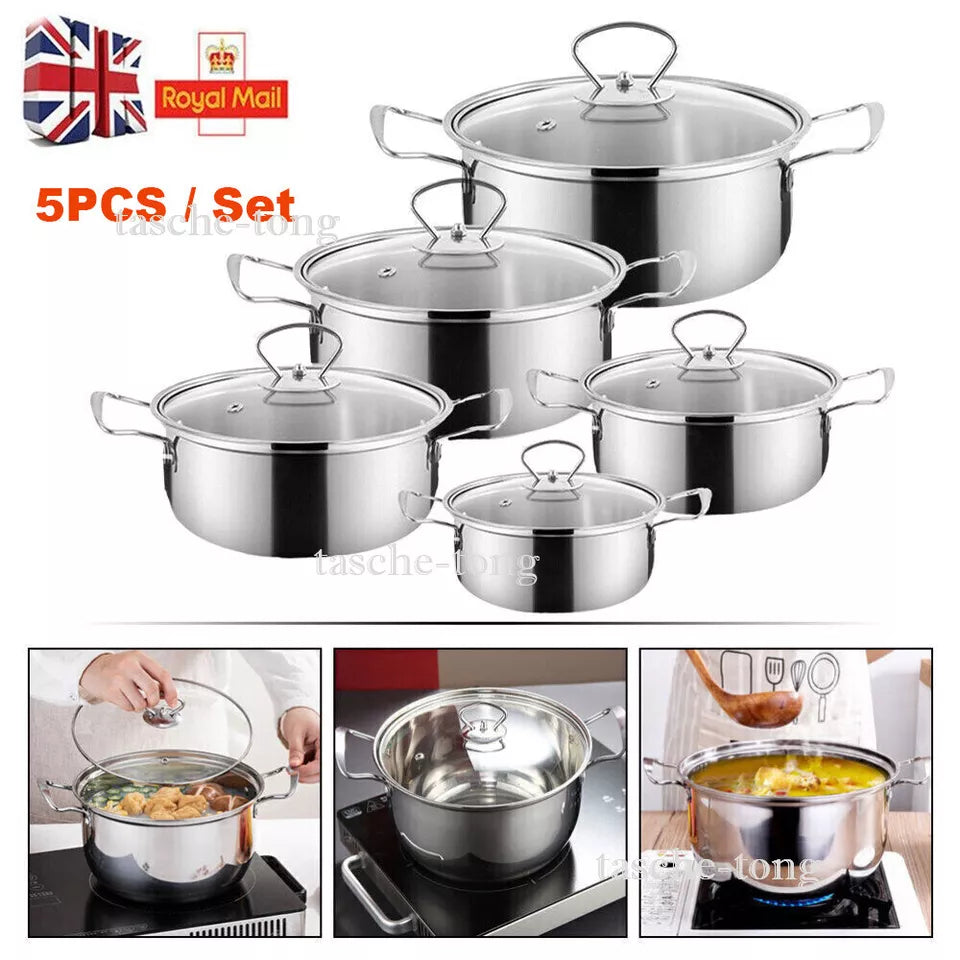 5PCS Induction Non Stick Stainless Steel Cookware