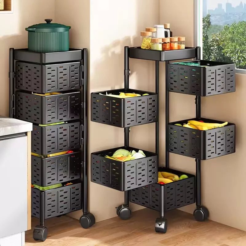 6 Tier Kitchen Rotating Storage Trolley